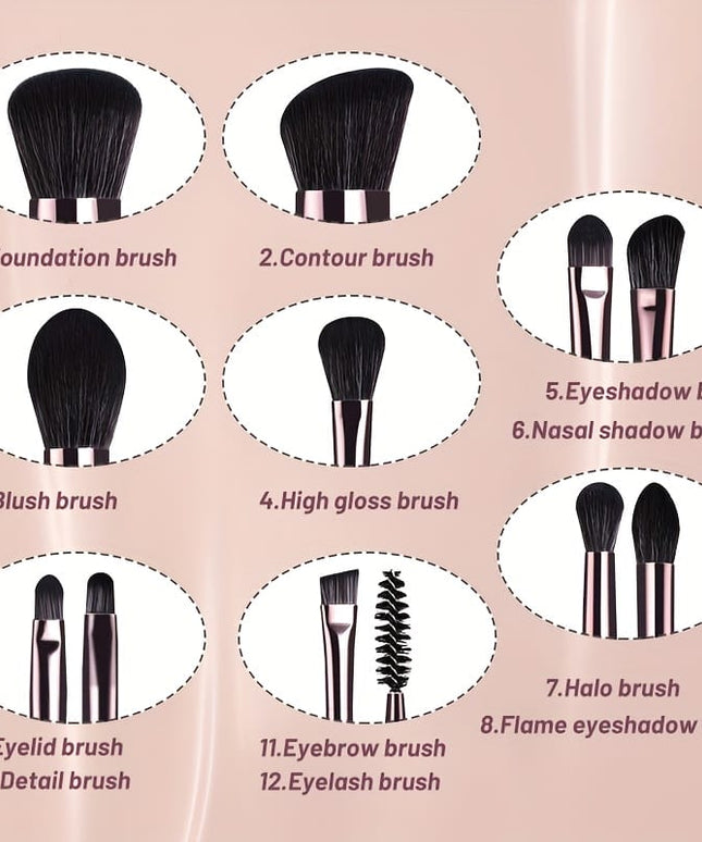 KissICON Black Purple Goldentip Travel Makeup Brush Set – 8piece Kit