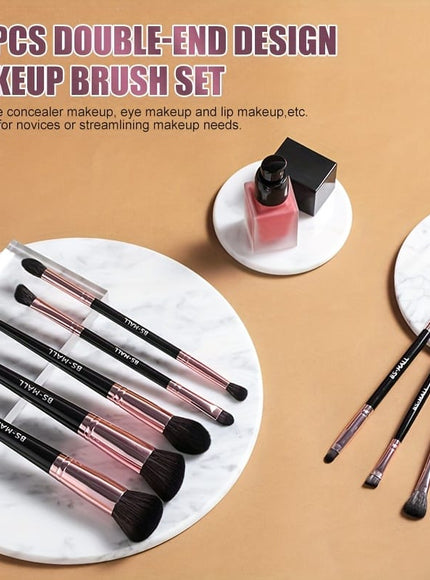 KissICON Black Purple Goldentip Travel Makeup Brush Set – 8piece Kit