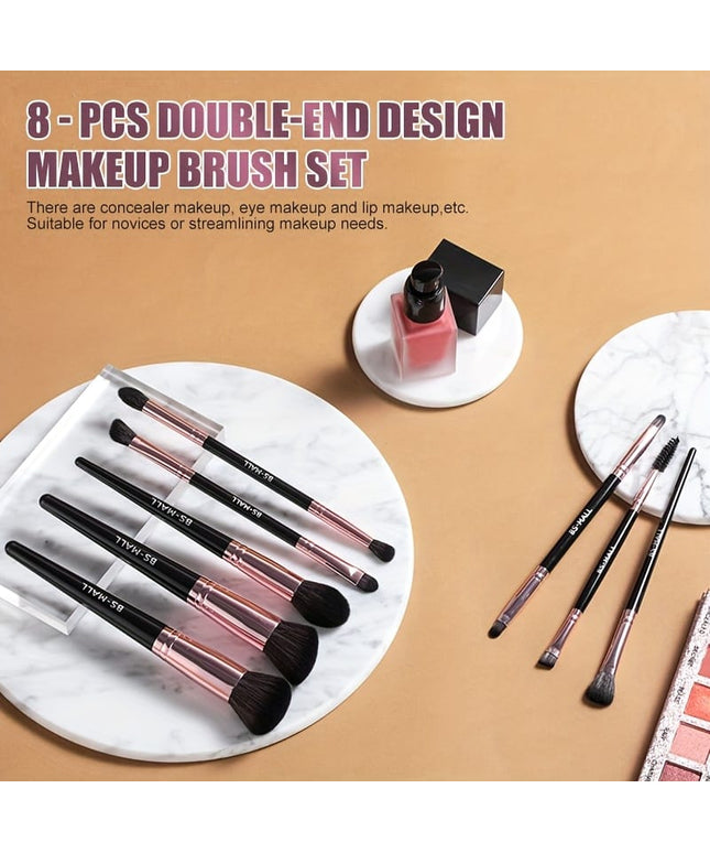 KissICON Black Purple Goldentip Travel Makeup Brush Set – 8piece Kit