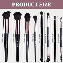 KissICON Black Purple Travel Makeup Brush Set – Golden Tips Pink