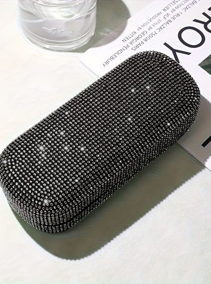 KissICON Black Rhinestone Glasses Case – Portable Storage