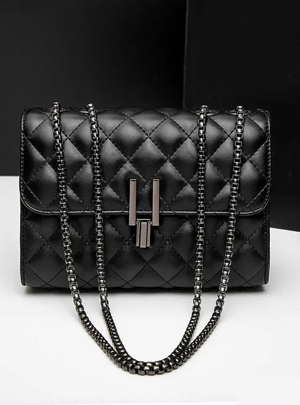 KissICON black Rhombic Chain Small Fragrant Wind Messenger Shoulder