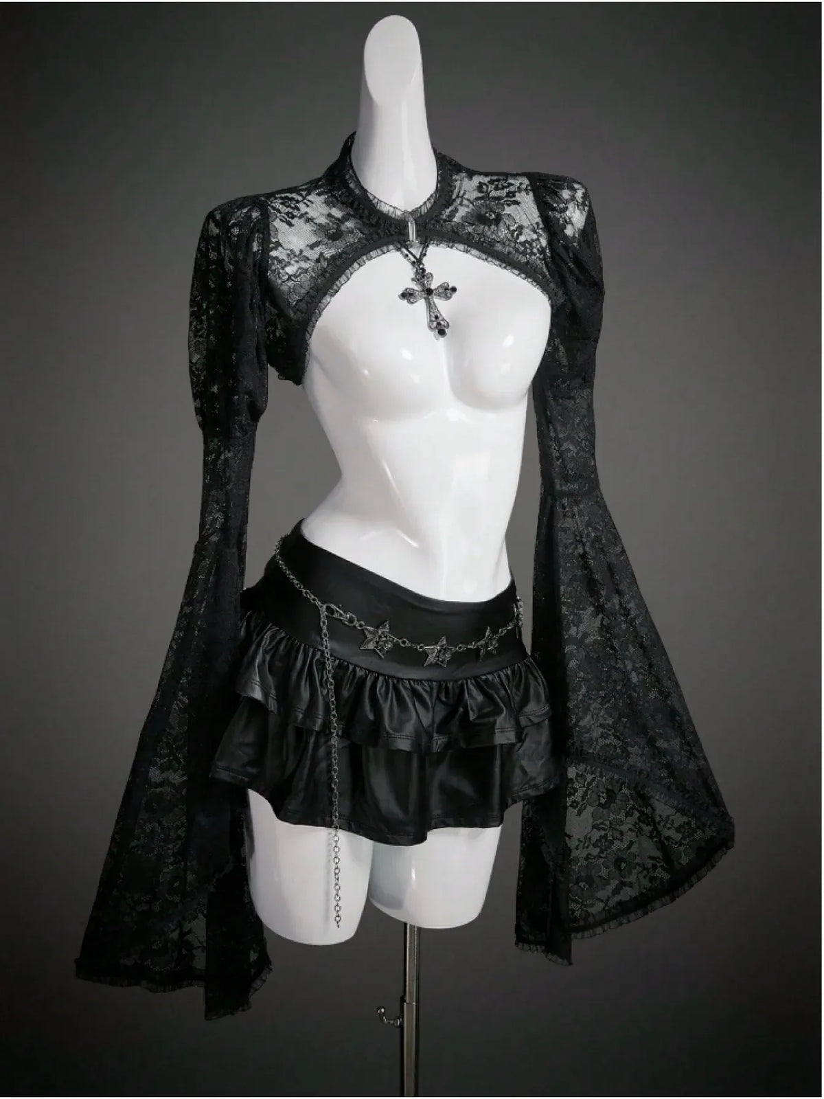 KissICON black / S Female Gothic-Style Grace Halloween Costume Black Top