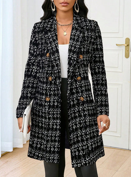 KissICON Black / S-XL Knitted Plaid Print Fabric Lapel Suit