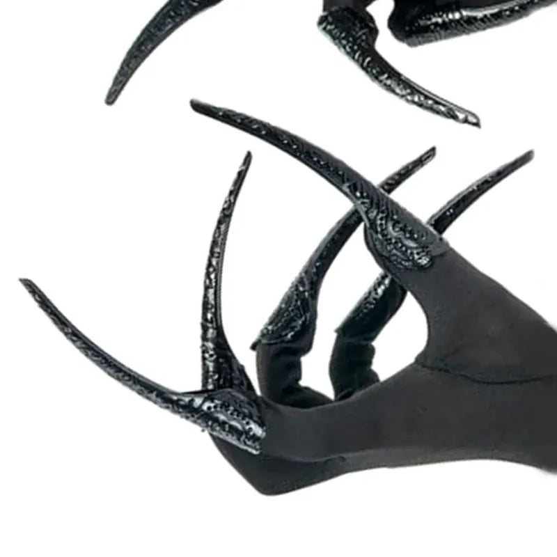 KissICON Black Scary Long Nails Witch Gloves Cosplay Props Gloves Halloween Costume Handwear