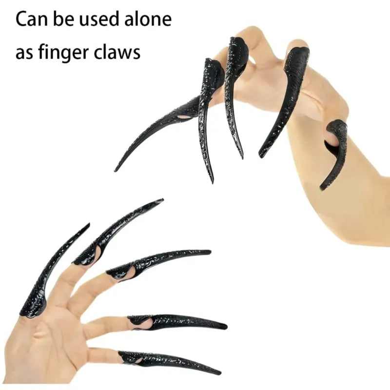 KissICON Black Scary Long Nails Witch Gloves Cosplay Props Gloves Halloween Costume Handwear