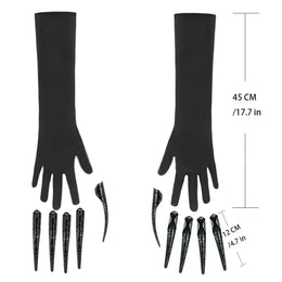 KissICON Black Scary Long Nails Witch Gloves Cosplay Props Gloves Halloween Costume Handwear