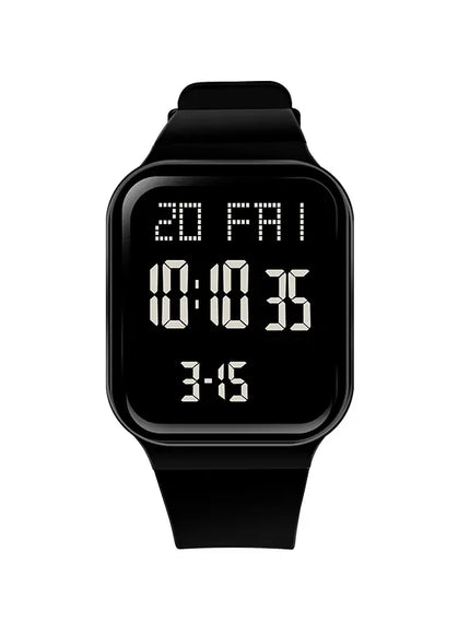 KissICON Black Sport Digital Watch For Men Women Waterproof Alarm