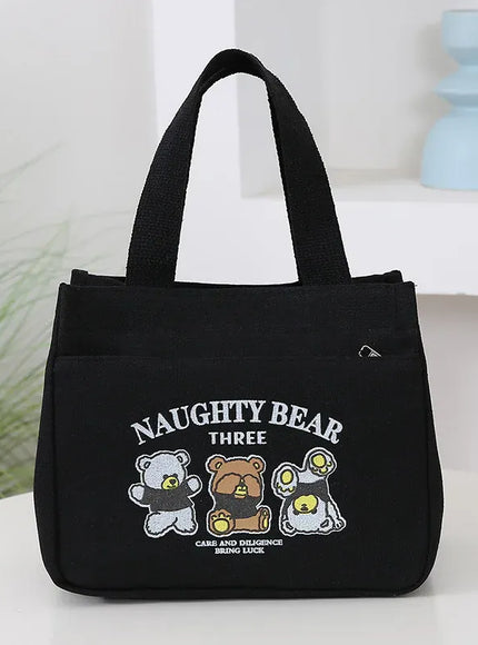 KissICON black Stain-resistant Lunch Tote – Reinforced Canvas Work
