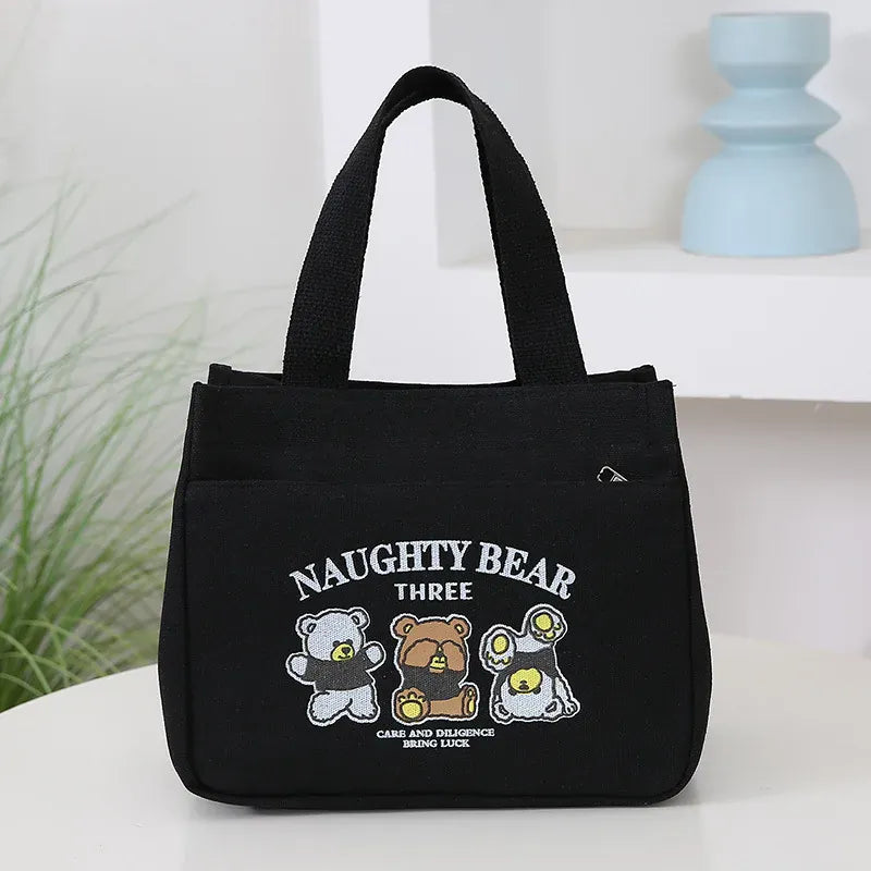 KissICON black Stain-resistant Lunch Tote – Reinforced Canvas Work