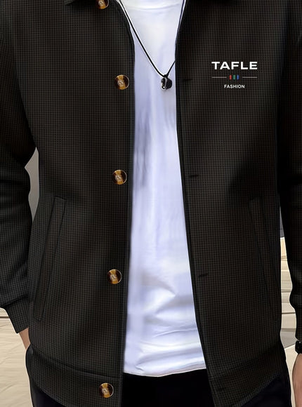 KissICON Black TAF / UK 36 Luxury Waffle Knit Lapel Jacket Smart Casual Menswear