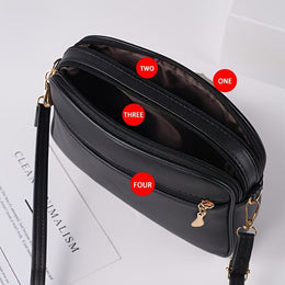jkthpu-45 Black Textured Diamond Embroidered Messenger Bag Chic  Spacious