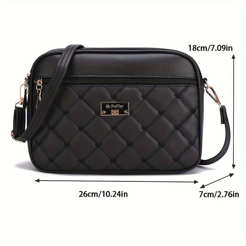 jkthpu-45 Black Textured Diamond Embroidered Messenger Bag Chic  Spacious
