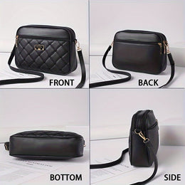 jkthpu-45 Black Textured Diamond Embroidered Messenger Bag Chic  Spacious