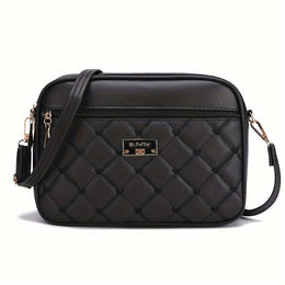 jkthpu-45 Black Textured Diamond Embroidered Messenger Bag Chic  Spacious