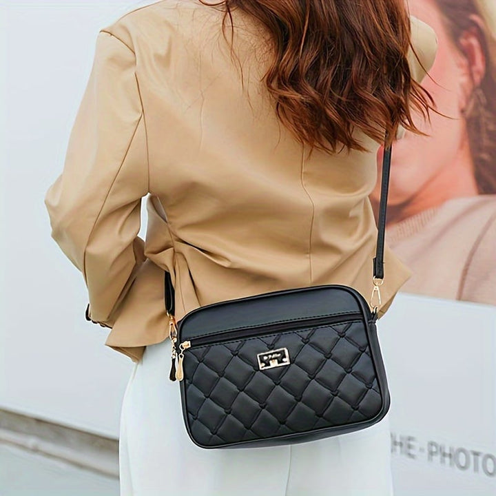Textured Diamond Embroidered Messenger Bag Chic  Spacious