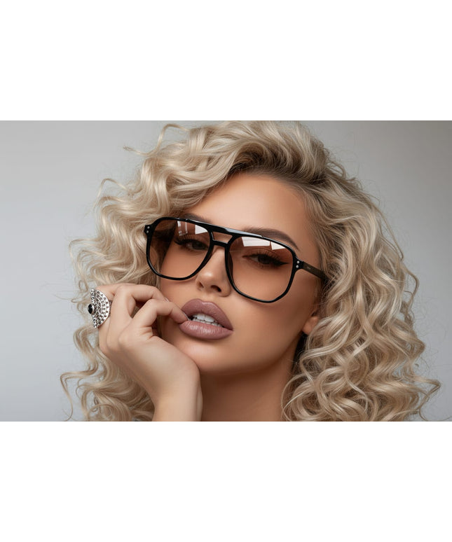 KissICON Eyewear Black Transparent Film Y2K Floral Oversized Full Frame Glasses Style  Comfort