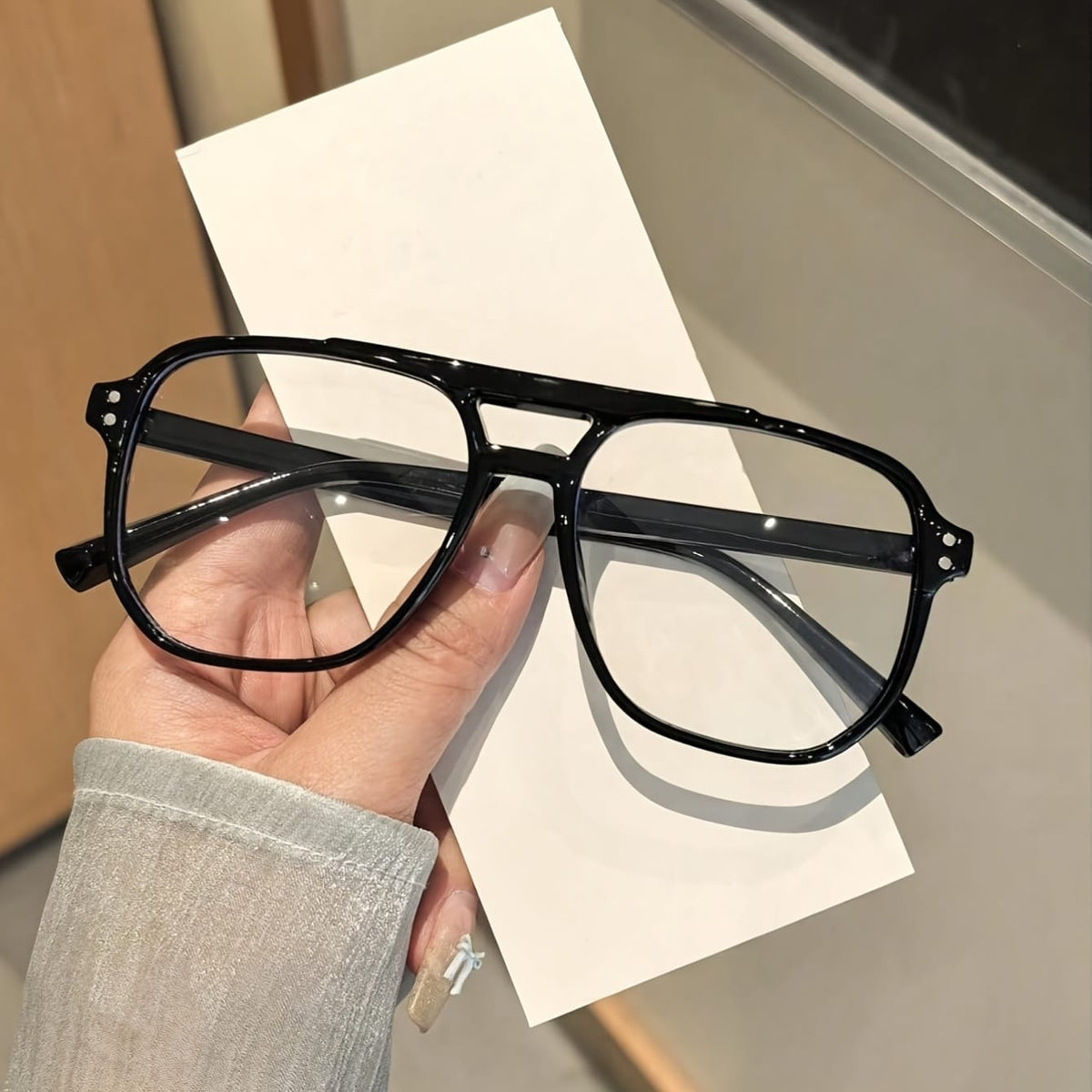 KissICON Eyewear Black Transparent Film Y2K Floral Oversized Full Frame Glasses Style  Comfort