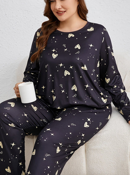 jkthpu-45 Black / UK 16/18 Plus Size Women's Long Sleeve Pantsuit with Star