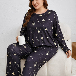 jkthpu-45 Black / UK 16/18 Plus Size Women's Long Sleeve Pantsuit with Star