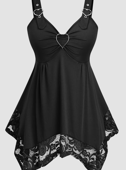KissICON Black / UK 16/18 Valentine's Day Large Size Women's Top, Love Asymmetrical