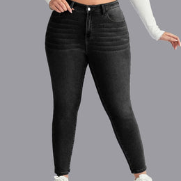 jkthpu-45 Black / UK 16 Black MidRise Slim Fit Stretch Skinny Jeans