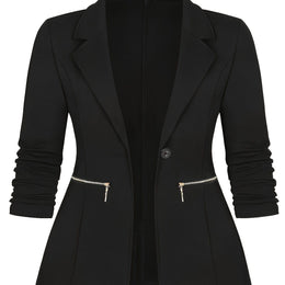 KissICON Black / UK 16 Chic Curve Blazer – Tailored Zip Pocket
