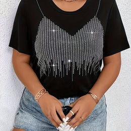 jkthpu-45 Black / UK 16 Chic Plus Size Womens Elegant Fashion TShirt