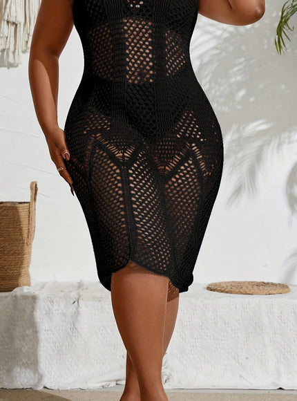 KissICON Black / UK 16 Curve Black Lace Beach Coverup – Vacation