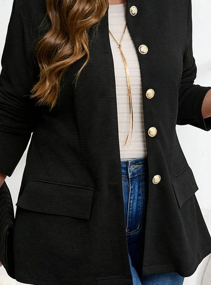 KissICON Black / UK 16 Elegant Curve Blazer – Chic Buttonup Or