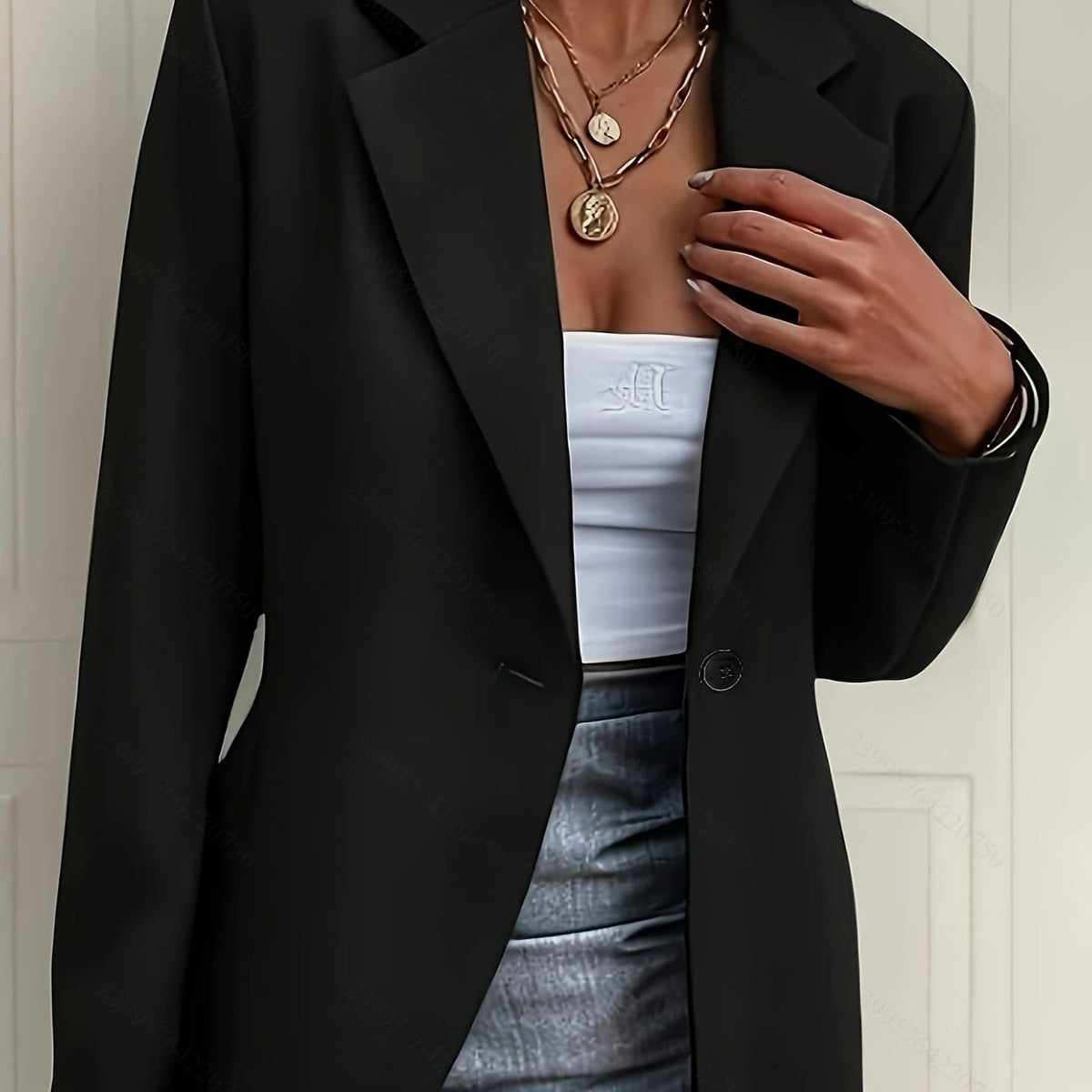 KissICON Black / UK 16 Elegant Curve Doublebreasted Blazer – Chic