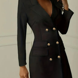 KissICON Black / UK 16 Elegant Curve Doublebreasted Suit Dress – Professionals