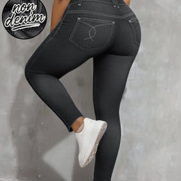 jkthpu-45 Black / UK 16 Plus Size, [Denim Print/Imitation Denim] Women's Plus Size