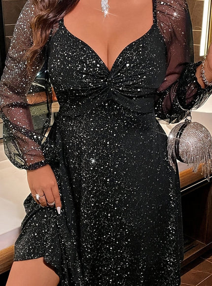 jkthpu-45 Black / UK 16 Plus Size, Elegant Black Plus Size Party Dress
