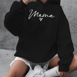 jkthpu-45 Black / UK 16 Plus Size "Love for Mom" Hooded Sweatshirt -