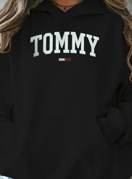 jkthpu-45 Black / UK 16 Plus Size - TOMMY Women'S Plus-Size Casual Hooded
