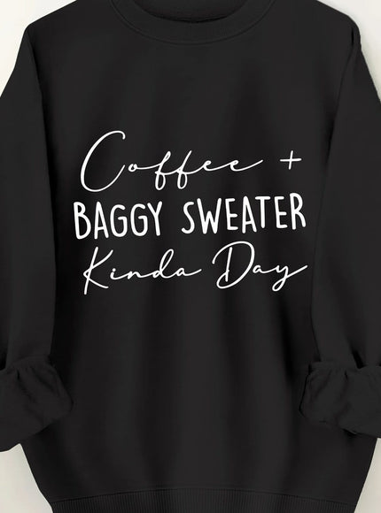 jkthpu-45 Black / UK 16 Plus Size Women's Cozy Letter Print Pullover Sweatshirt