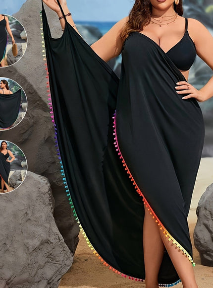 KissICON Black / UK 16 Vibrant Green Curve Bohemian Lace Beach Coverup – Wrap