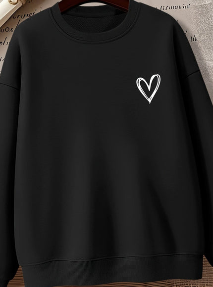 jkthpu-45 Black / UK 16 Women'S Gray Crew Neck Sweatshirt with Heart Design