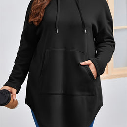 jkthpu-45 Black / UK 16 Women'S Plus Size Black Hoodie - Casual Pullover