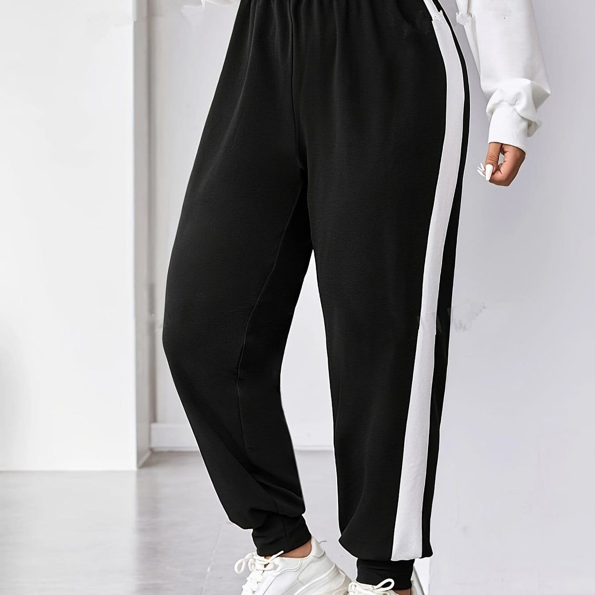jkthpu-45 Black / UK 16 Women's Plus Size Wide-Leg Casual Pants - Black