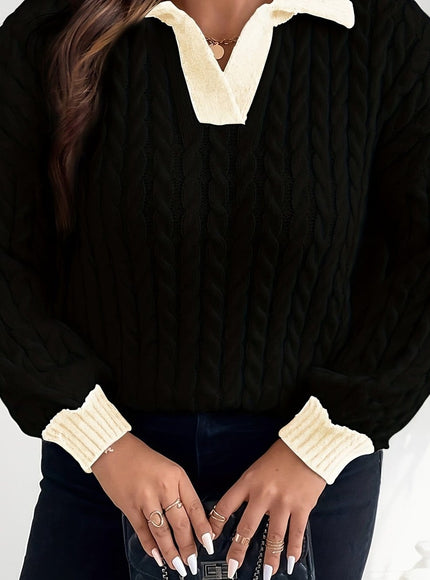 KissICON Black / UK 16 Women's Plus Size Winter Sweater - Soft Stretchy