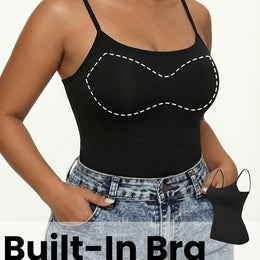 jkthpu-45 Black / UK 18 Comfortable 2in1 Shapewear Top BraFree Comfort