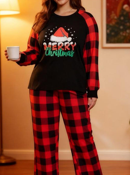 KissICON Black / UK 18 Curve Cozy Plaid Christmas Pajama Set