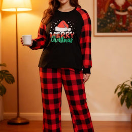 KissICON Black / UK 18 Curve Cozy Plaid Christmas Pajama Set