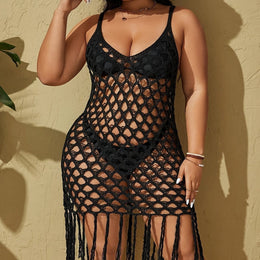 KissICON Black / UK 18 Curve Fringe Beach Top – European Chic