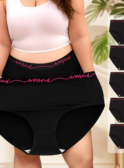 KissICON Black / UK 18 Curve Midrise Panties Elegant Soft