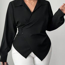 KissICON Black / UK 18 Curve Oversized Black Collar Shirt – Formal Wear