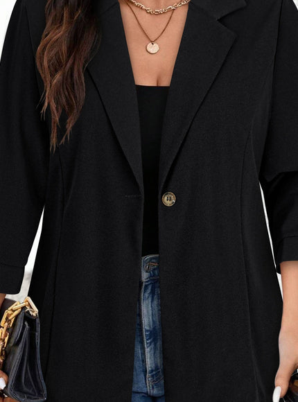 KissICON Black / UK 18 Elegant Curve Collar Blazer – Tailored Washable Allseason