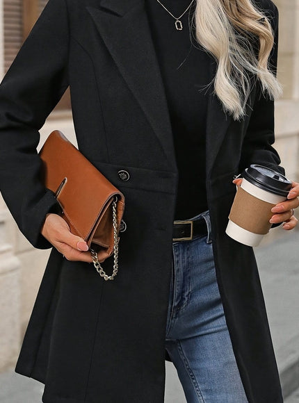 KissICON Black / UK 18 Elegant Curve Slimfit Coat